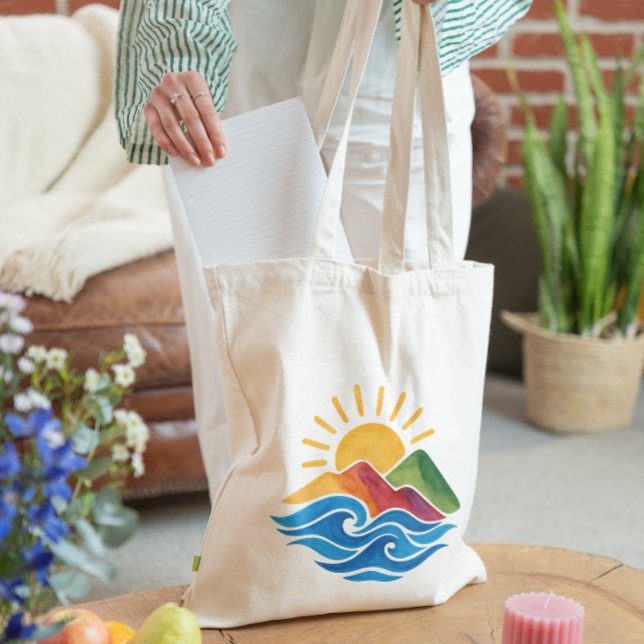 Sun Waves Mountain Nature Tote Bag (Creator Uploaded)