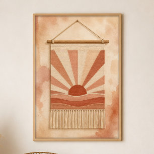 Sun Weaving on the Wall Gouache Boho Art Poster
