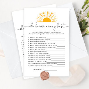 Sun Who knows mummy best baby shower game