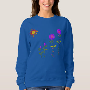 Sun with Flowers Abstract Art to Wear Sweatshirt