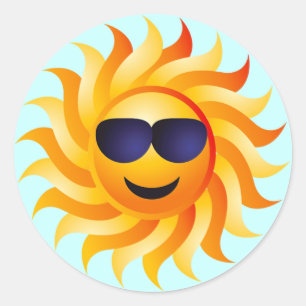 SUN WITH SHADES ON CLASSIC ROUND STICKER