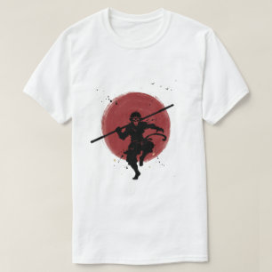Sun Wukong Shadow Japanese Ink Style Warrior  T-Shirt