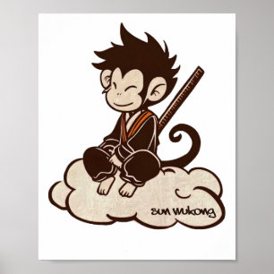 Sun Wukong Surfing On A Cloud Monkey King Chinese Poster