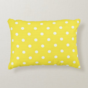 Sun Yellow and White Polka Dots Decorative Cushion