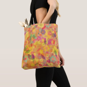Sun Yellow Orange Flowers Floral Abstract Layered Tote Bag