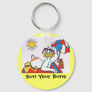 Sun Your Buns Vacation Humour Key Ring