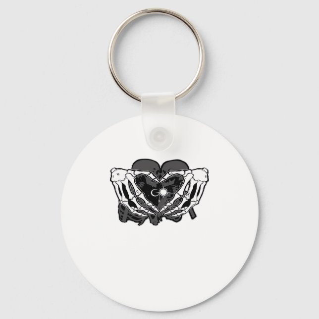 Sunand~1 - Skeleton Heart Hands  Key Ring (Front)