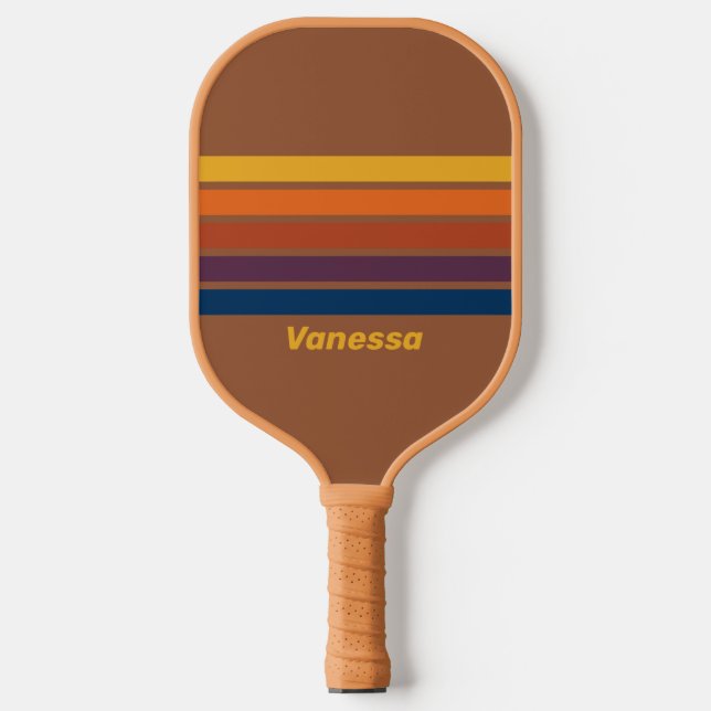 Sunbaked Clay Across Striping with Name Pickleball Paddle (Front)