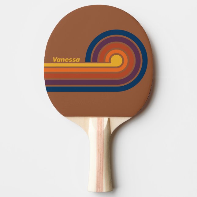 Sunbaked Clay Curl Stripes with Name Ping Pong Paddle (Front)