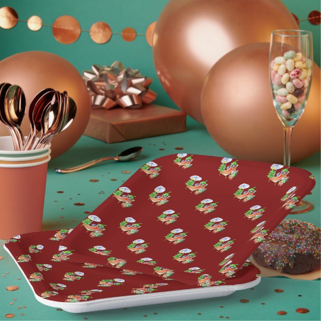 Sunbathing Chilli Celebrating Christmas Pattern Paper Plate (Multi)