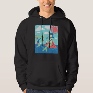 Sunbathing Mermaid On Tropical Island Beach Mid Ce Hoodie