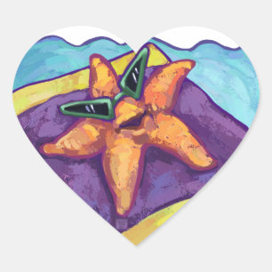 Sunbathing Starfish Heart Sticker