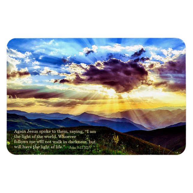 Sunbeam Mountains Scripture Flexible Photo Magnet (Horizontal)