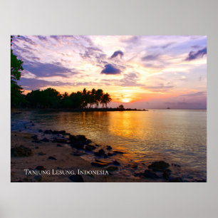Sunbeam Sunset Sky Beach Twilight Travel Silhoutte Poster