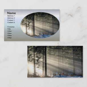 Sunbeam Through Forest in Winter Business Card