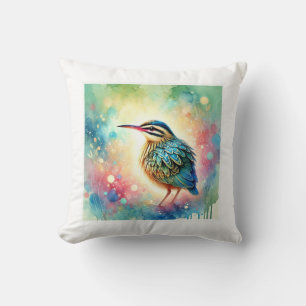 Sunbittern bird 270824AREF131 - Watercolor Cushion