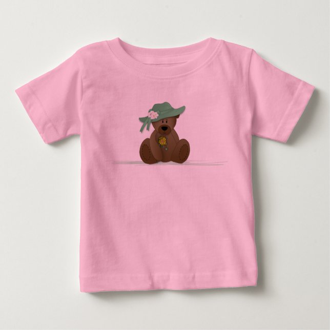 Sunbonnet Teddy Bear Baby T-Shirt (Front)