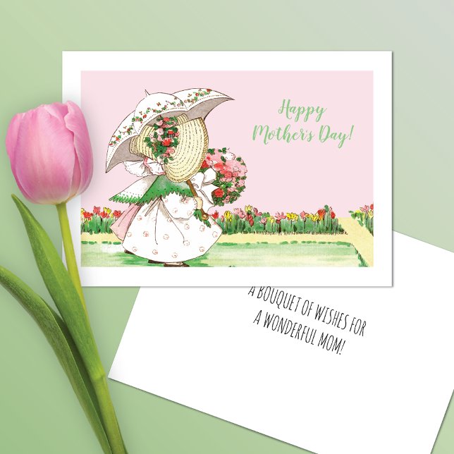 Sunbonnets Parasols Garden Path Mother's Day Card (Creator Uploaded)