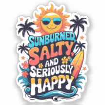 Sunburned Salty and Happy – Retro Beach Vibes