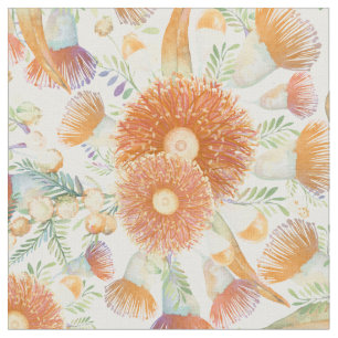 Sunburnt Wattle and Eucalyptus Blooms  Fabric