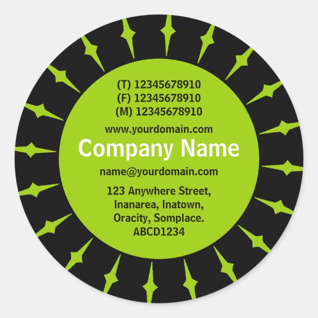 SunBurst 05 Business - Martian Green Classic Round Sticker (Front)