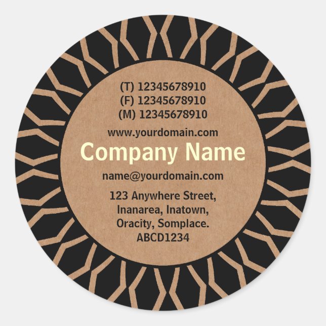 SunBurst 07 Business - Cardboard Look Classic Round Sticker (Front)