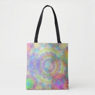 Sunburst! A graphic design in rainbow colours on a Tote Bag