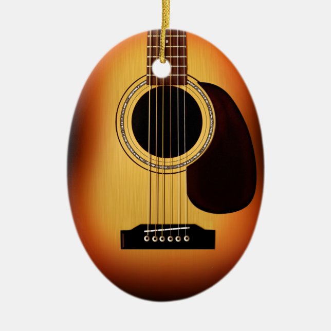 Sunburst Acoustic Guitar Ceramic Tree Decoration (Front)