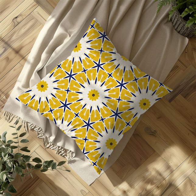Sunburst Bloom – Geometric Floral Throw Pillow (Creator Uploaded)