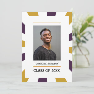 Sunburst   Grape White gold Photo Graduation  Invitation