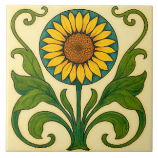 Sunburst Harmony: Nouveau Sunflower Tile