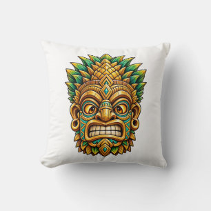 Sunburst Hibiscus Tiki Throw Pillow