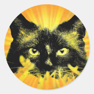 Sunburst Kitty Cat Abstract Feline Art Sticker