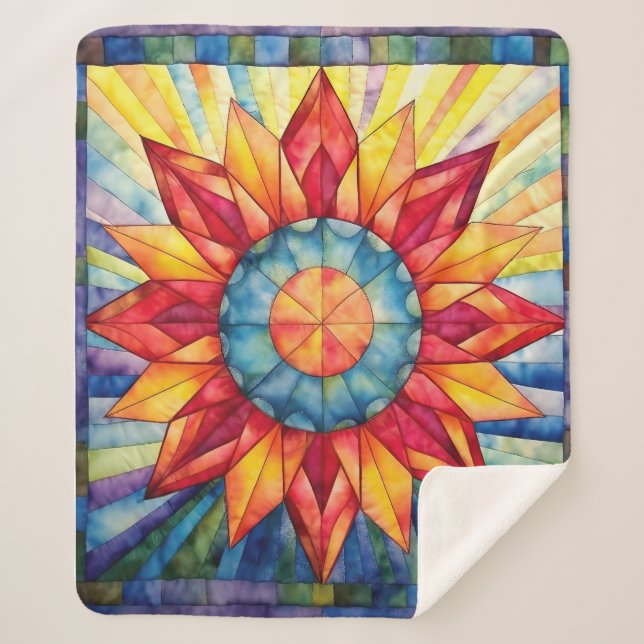 Sunburst Medallion Quilt Sherpa Blanket (Front)