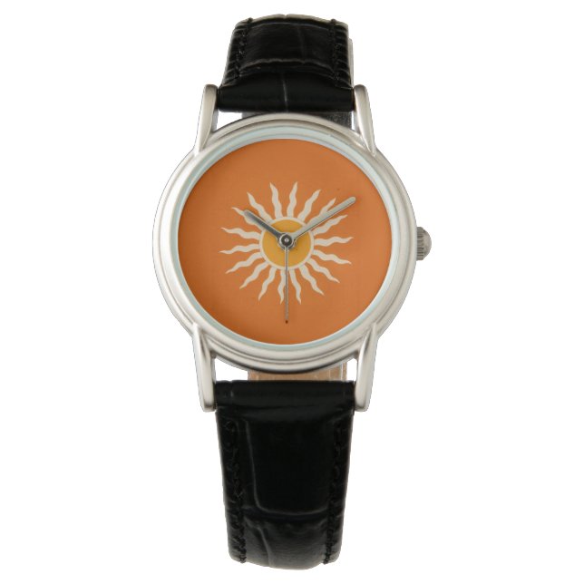 Sunburst Minimalist Terracotta Orange Watch (Front)