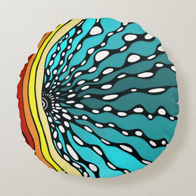 Sunburst pillow rainbow home decor art retro (Front)