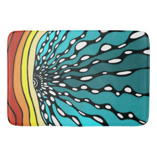 Sunburst rainbow home decor art retro bath mat