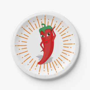 Sunburst Red Hot Pepper Diva  Paper Plate