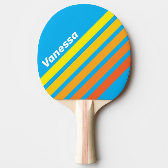 Sunburst Sea Angled Striping with Name Ping Pong Paddle (Front)