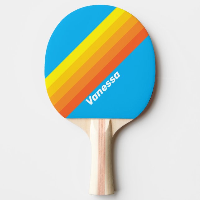 Sunburst Sea Stripes with Name Ping Pong Paddle (Front)