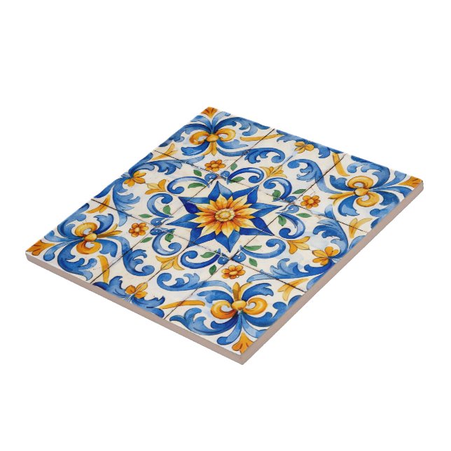 Sunburst Spice Azulejo  Tile (Side)
