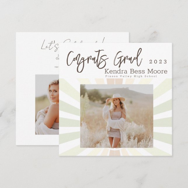 Sunburst Square Graduation Announcement (Front/Back)