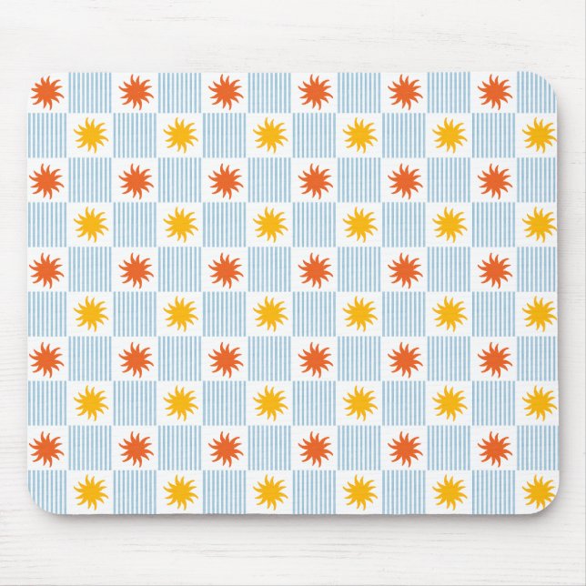 Sunburst Striped Chequerboard Mouse Pad (Front)