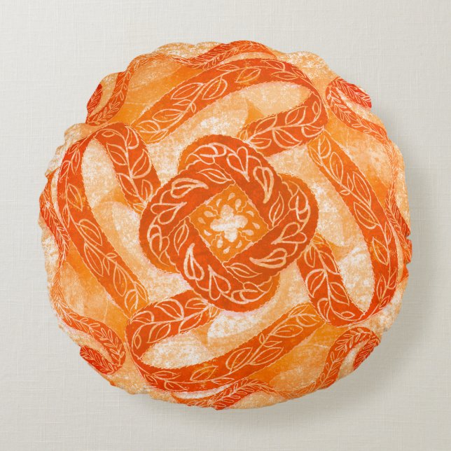 Sunburst Swirl Boho Round Cushion (Front)