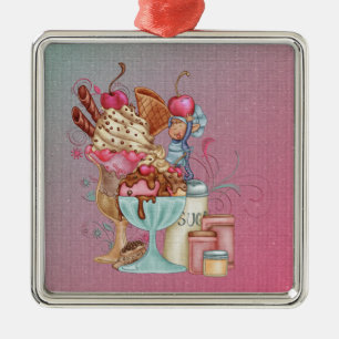 Sundae Chef Metal Tree Decoration