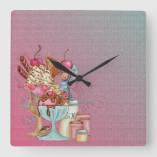 Sundae Chef Square Wall Clock