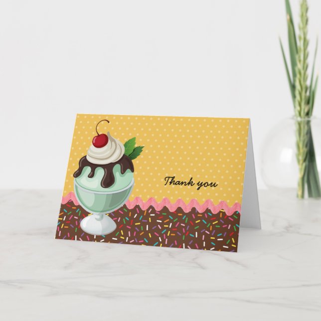 Sundae * choose background colour thank you card (Front)