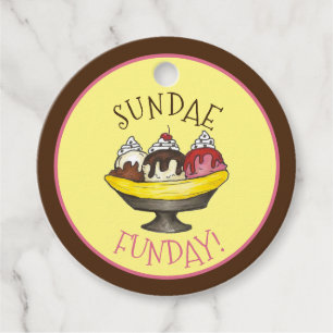 SUNDAE FUNDAY Banana Split Ice Cream Social Favour Tags