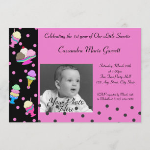 Sundae Shoppe/ Photo Birthday Invitation