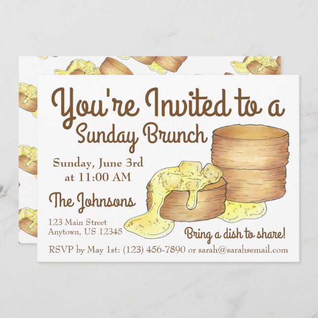 Sunday Breakfast Brunch Biscuits Sausage Gravy Invitation (Front/Back)
